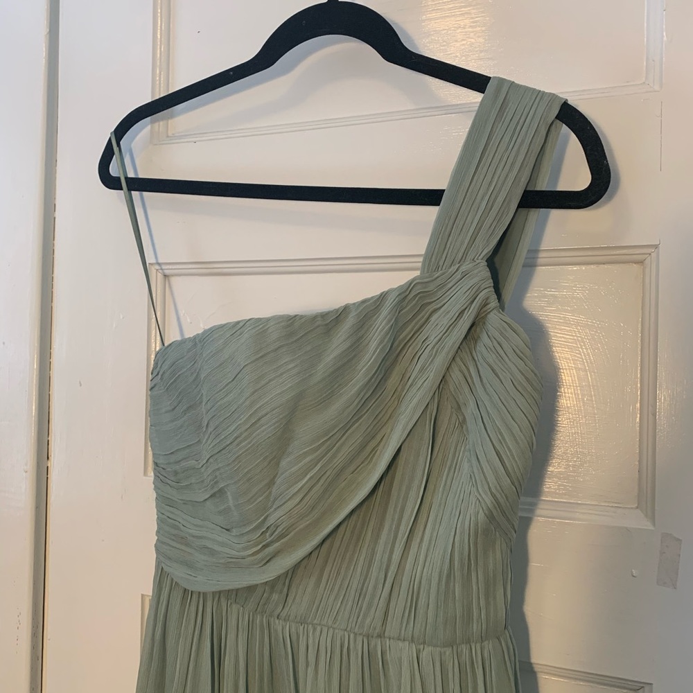 J Crew Light Mint Bridesmaids Gown One-shoulder